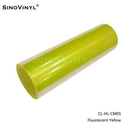 SINOVINYL Self Adhesive Car Light Decoration Vinyl Wrap 3 Layer Chameleon Fluorescent Yellow Film For Car Headlight Vinyl Sticker
