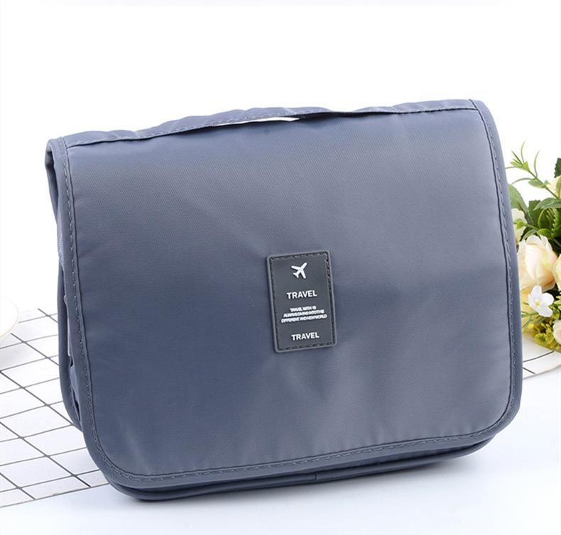 Wholesale Pure Color Toiletry Bag Travel Portable Hooked Wash Bag Cosmetic Storage Bag Can Be Customized Logo