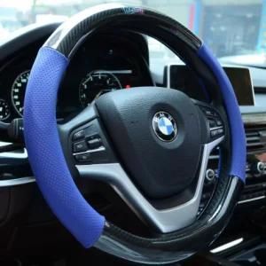 Anti Slip Blue Carbon Fiber PU Leather Steering Covers