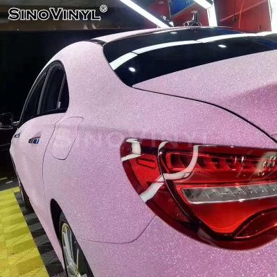 SINOVINYL Newest Color Manufacturer Recoverable Self Adhesive Vinyl Super Glitter Diamond Vehicle Wrap Stickers Car Wrap Vinyl