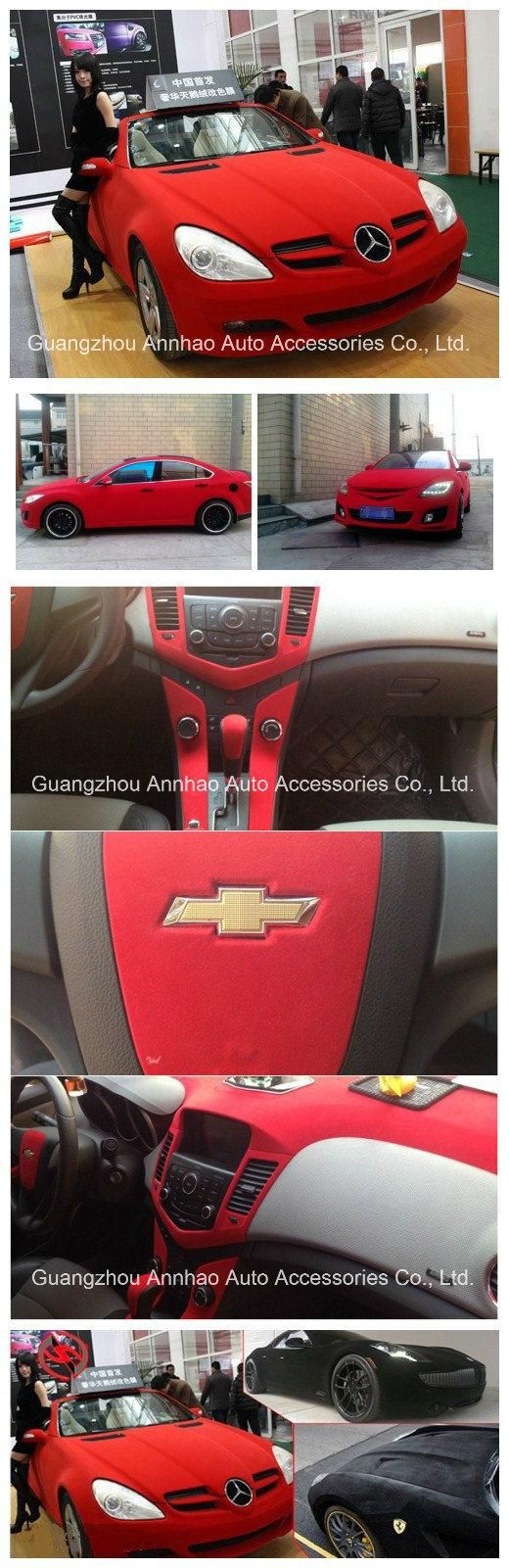 Orange Velvet Fabric Suede Car Interior Decoration Vinyl Sticker