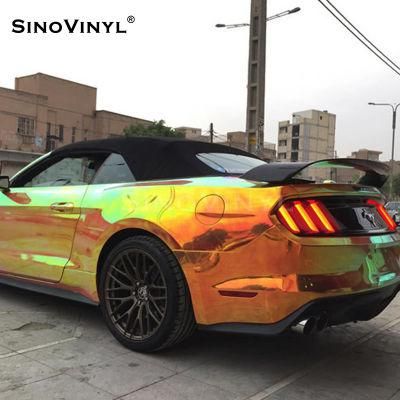 SINOVINYL Premium Shiny Chrome Rainbow Holographic Vinyl For Auto Car Vinyl Car Wrapping Film
