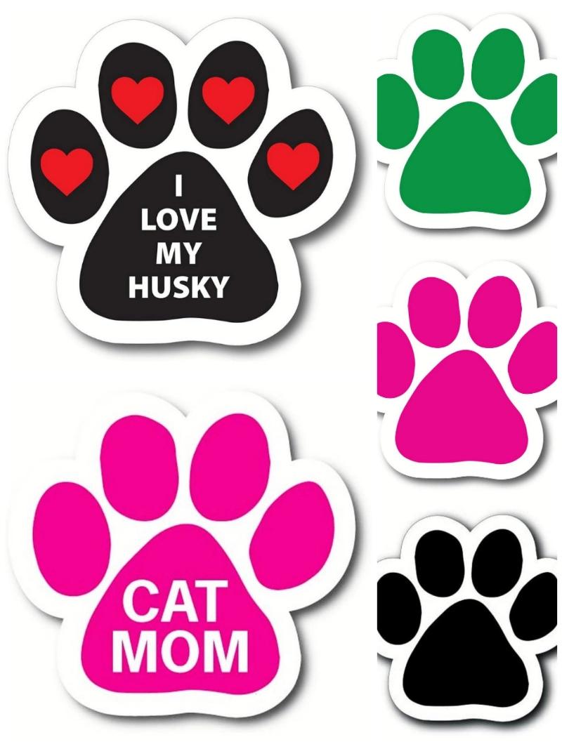 Green Colorful Pawprint Car Magnet Paw Print Magnet Sticker