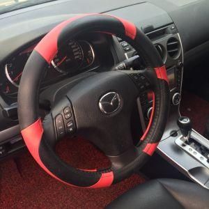 Leather Steering Wheel Cover White Inner Rings