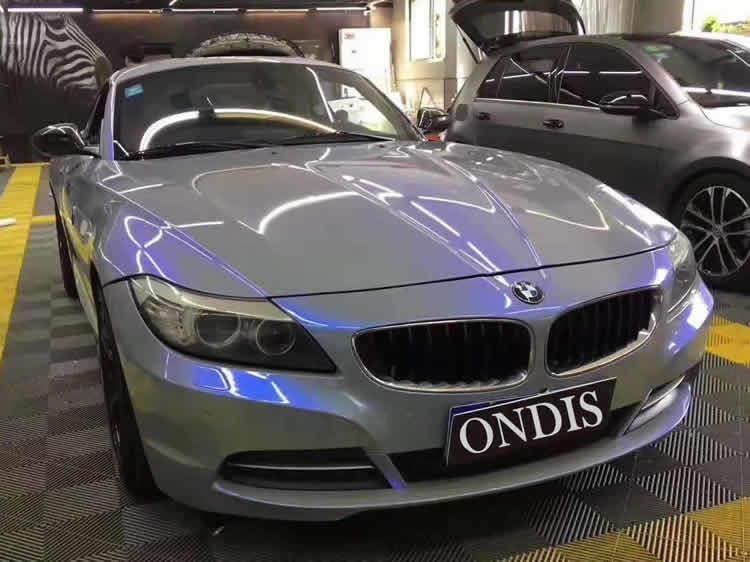 New Product High Glossy Chameleon Candy Grey to Blue Vinyl Car Body Sticker