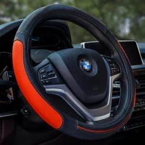 15 Inch Car Accessory Orange PVC Leather Steering Wheel Cover