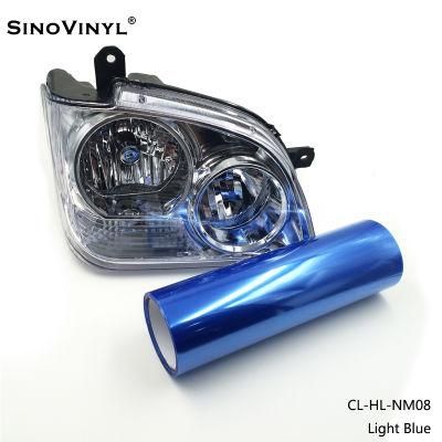 SINOVINYL 0.3x9m High Polymeric Light Blue Dark Blue PVC Motorcycle Tint Film Car Headlight Taillight Film