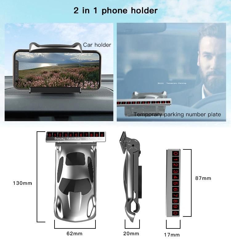 Silicone Mobile Holder Mount Temporary Parking Number Card Car Phone Holder for 4 - 6 Inch