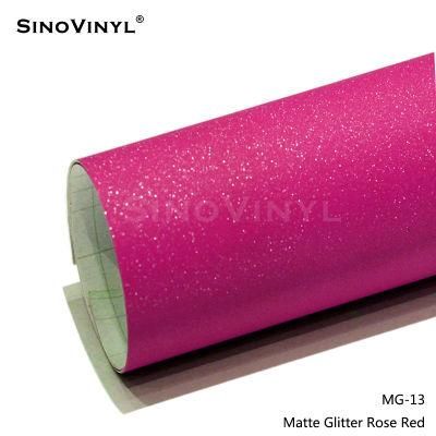 SINOVINYL Matt Glitter Automotive Vinyl Adhesive Wrap Sparkle Glitter Silver Car Wrap