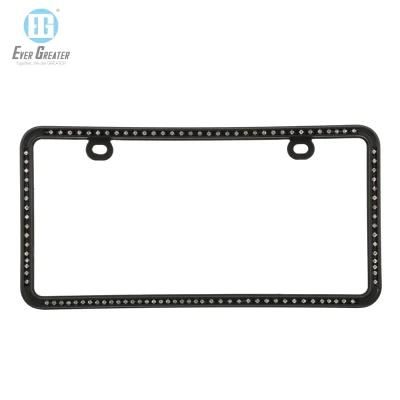 Raised Letter License Plate Frame Rhinestone Stainless Steel