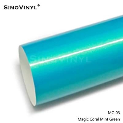 SINOVINYL Self Adhesive Vinyl Gloss Mystic Coral Film Car Color Changing Vinyl Auto Wrap Film