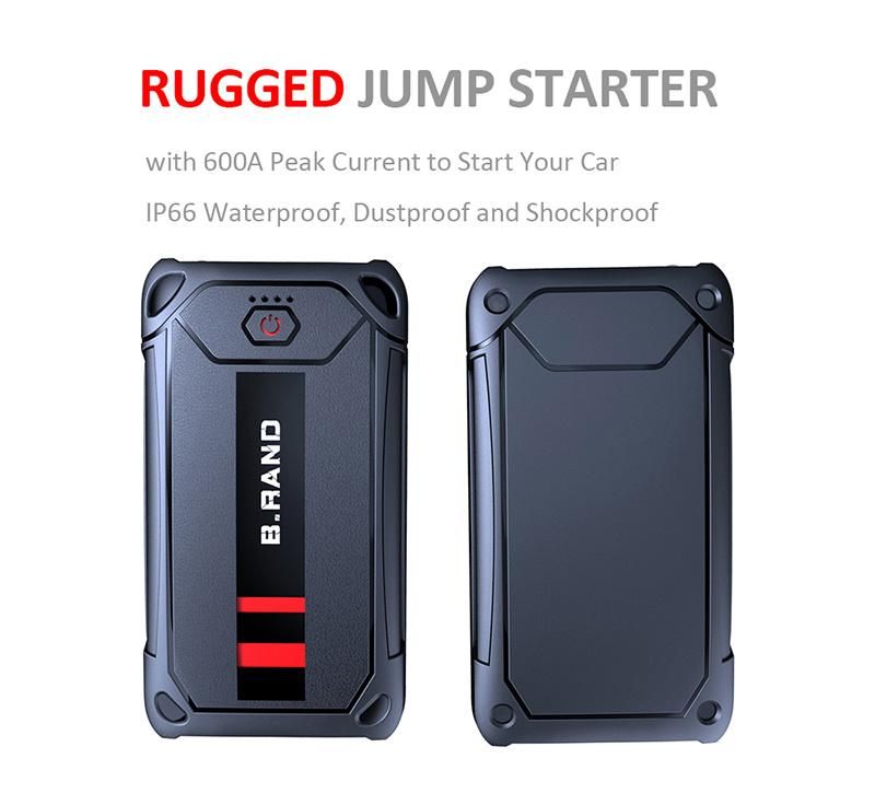 Waterproof Vehicle Battery Jump Pack 600A Peak Portable Battery Jump Box Car Jump Starter