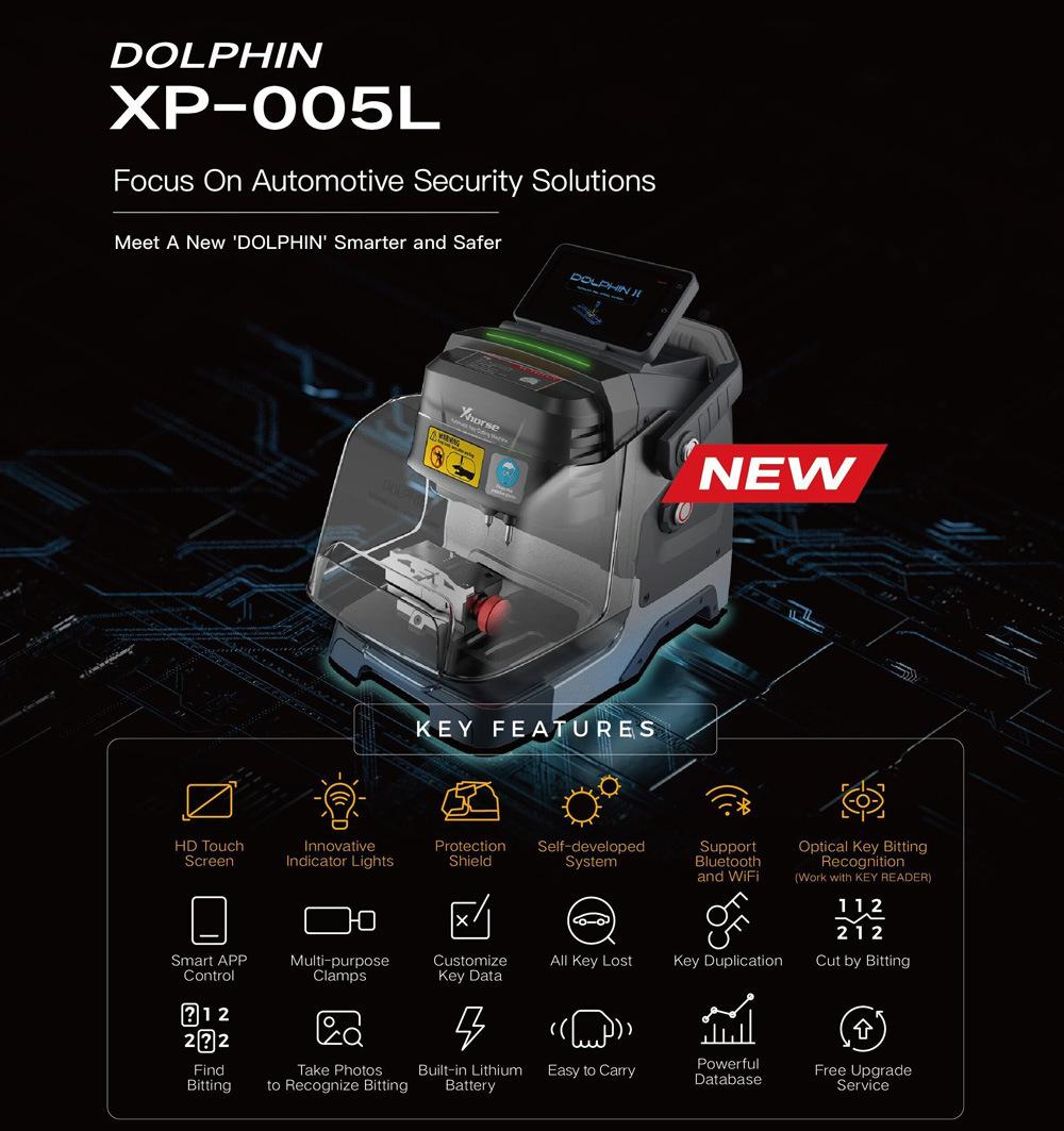 Xhorse Dolphin II XP-005L Automatic Portable Key Copy Machine Key Cutting Machine with Adjustable Screen and Built-in Battery