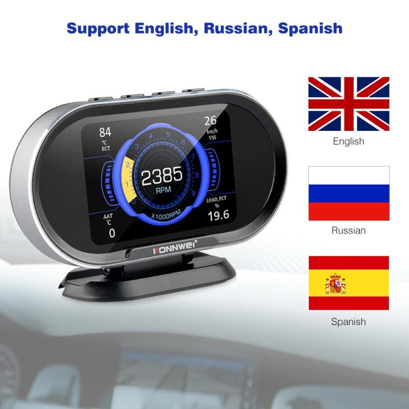Konnwei Kw206 Car on-Board Computer Car Digital Computer Display OBD2 Scanner Fuel Consumption Water Temperature Gauge Speedometer Hud