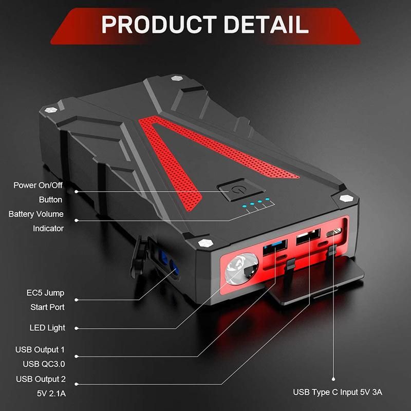 800A Peak Lithium Portable Battery Jumper Box Start Pack Car Jump Starter