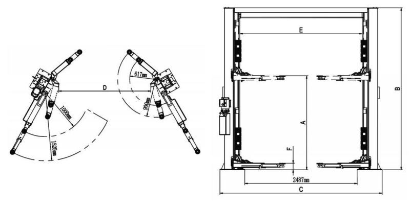 Single Point Lock Release Asymmetrical Lift with Two Post (210SAC)