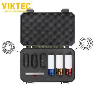 Viktec 1/2&quot; Drive Non-Marring Wheel Lug Nut and 17 mm, 19 mm, 21 mm Twist Protector Impact Socket Set (VT18070)