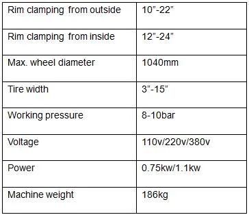 Tire Changer Fo Chaning and Car Tyres Rim Diameter 10"-24"