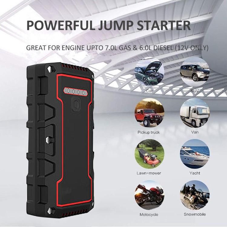 Rugged Car Battery Jump Starter Vehicle Jumper Box Waterproof 1100A Peak Portable Jump Starter