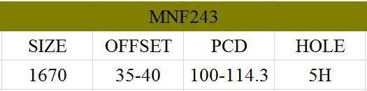 MNF243 JXD Brand Auto Spare Parts Alloy Wheel Rim Aftermarket Car Wheel