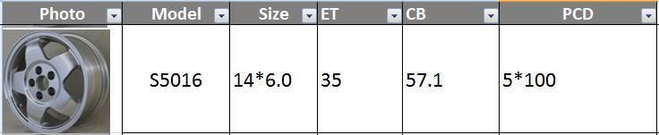 S5016 JXD Brand Auto Spare Parts Alloy Wheel Rim Replica Car Wheel for Volkswagen Polo