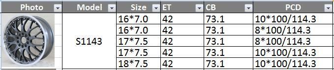 S1143 JXD Brand Auto Spare Parts Alloy Wheel Rim Aftermarket Car Wheel