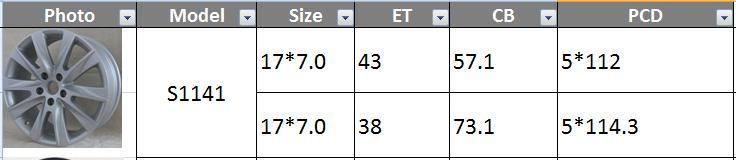 S1141 JXD Brand Auto Spare Parts Alloy Wheel Rim Replica Car Wheel for Volkswagen Tiguan