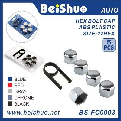 Universal Silver Tone Plastic Wheel Nut Lug Hub Screw Rim Bolt Covers Dust Protection Caps with Removal Tool Clip for Automotive