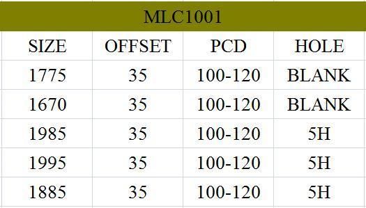 MLC1001 JXD Brand Auto Spare Parts Alloy Wheel Rim Aftermarket Car Wheel