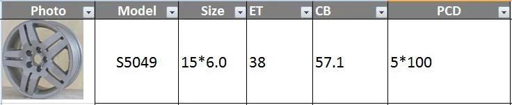 S5049 JXD Brand Auto Spare Parts Alloy Wheel Rim Replica Car Wheel for Volkswagen Bora