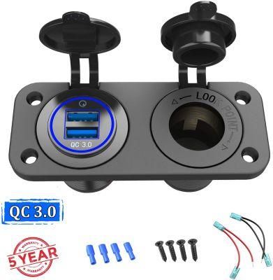 Quick Charge 3.0 Cigarette Lighter Outlet USB Charger Power Socket