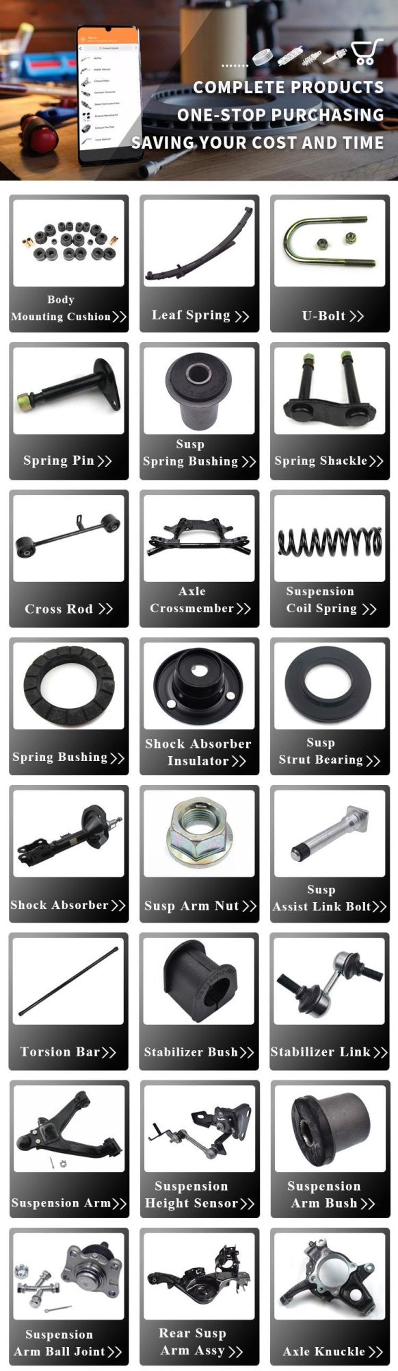 Kowze Auto Part Suspensions System Spare Part All Suspensions Car Parts for Mitsubishi L200 Pajero MPV Nissan Toyota Ford Isuzu Mazda Chevrolet