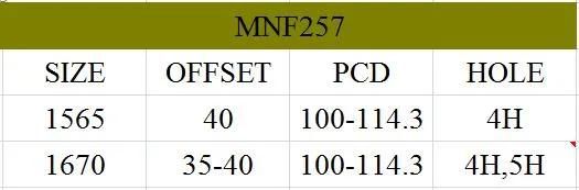 MNF257 JXD Brand Auto Spare Parts Alloy Wheel Rim Aftermarket Car Wheel