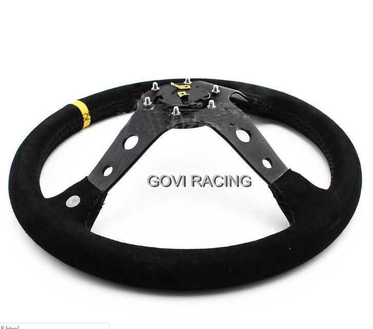 Universal 14 Inch 350mm Suede Car Racing Steering Wheels Deep Corn Drifting Steering Wheel