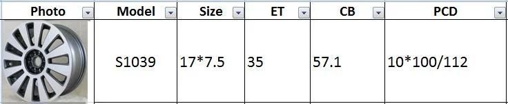 S1039 JXD Brand Auto Spare Parts Alloy Wheel Rim Replica Car Wheel for Audi