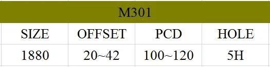 M301 JXD Brand Auto Spare Parts Alloy Wheel Rim Aftermarket Car Wheel