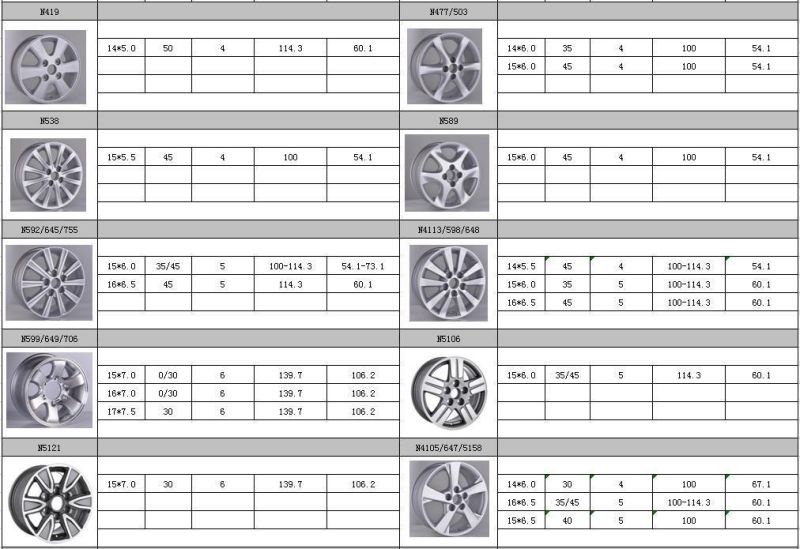 N4105 JXD Brand Auto Spare Parts Alloy Wheel Rim Replica Car Wheel for Toyota Corolla