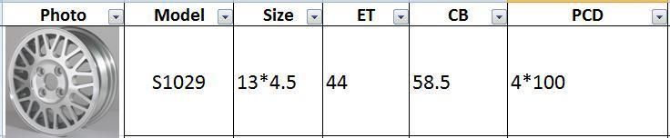 S1029 JXD Brand Auto Spare Parts Alloy Wheel Rim Replica Car Wheel for Nissan Sunny