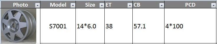 S7001 JXD Brand Auto Spare Parts Alloy Wheel Rim Replica Car Wheel for Volkswagen Santana