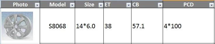 S8068 JXD Brand Auto Spare Parts Alloy Wheel Rim Replica Car Wheel for Volkswagen Santana Vista
