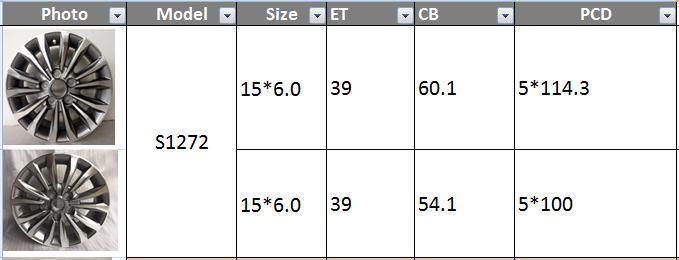 S1272 JXD Brand Auto Spare Parts Alloy Wheel Rim Replica Car Wheel for Toyota Carolla 2017