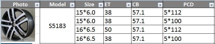 S5183 JXD Brand Auto Spare Parts Alloy Wheel Rim Replica Car Wheel for Audi