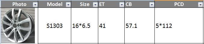 S1303 JXD Brand Auto Spare Parts Alloy Wheel Rim Replica Car Wheel for Volkswagen Magotan