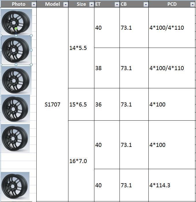 S1707 JXD Brand Auto Spare Parts Alloy Wheel Rim Aftermarket Car Wheel