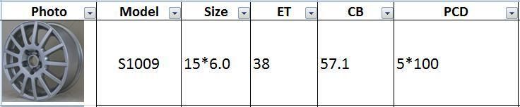 S1009 JXD Brand Auto Spare Parts Alloy Wheel Rim Replica Car Wheel for Volkswagen