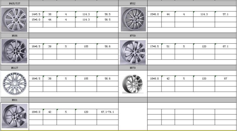 N552 JXD Brand Auto Spare Parts Alloy Wheel Rim Replica Car Wheel for Buick HRV