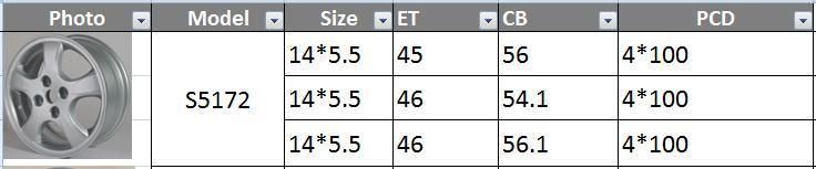 S5172 JXD Brand Auto Spare Parts Alloy Wheel Rim Replica Car Wheel for Mitsubishi Lancer