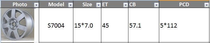 S7004 JXD Brand Auto Spare Parts Alloy Wheel Rim Replica Car Wheel for Volkswagen Passat
