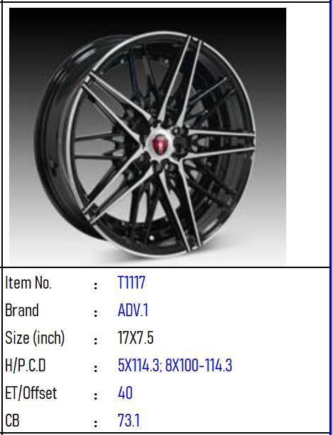T1117 Aluminium Alloy Car Wheel Rim Auto Aftermarket Wheel