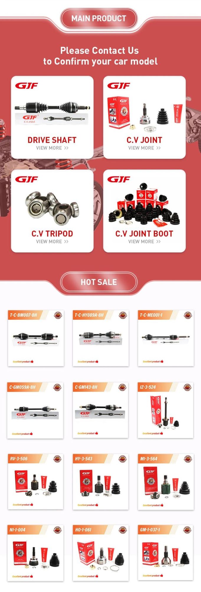 Gjf CV Joint Assembly Left and Right Outer CV Joint for Honda (GAC) 2.4 Cm5 2003- Year